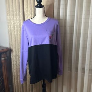 Rue21 Size L Half Purple & Half Black Long Sleeve w/ Design on Sleeves